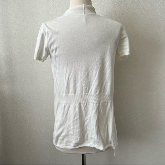 Nordstrom BP Frenchi open short sleeve drape ruffle sweater cardigan ivory cream - Picture 4 of 6